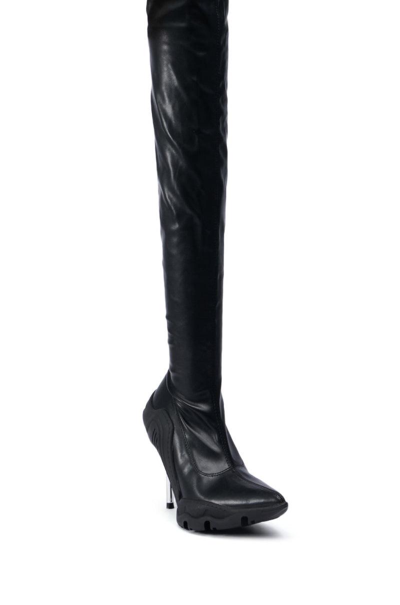 AZALEA WANG MCARTNEY STRETCH BLACK STILETTO BOOT Product Image