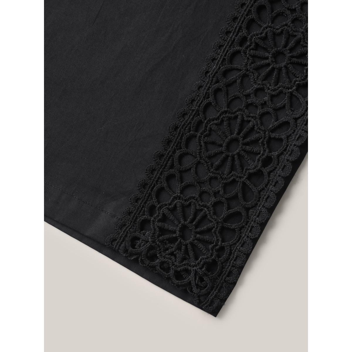 Plus Size Cotton Side Lace Wide-Leg Pants Women Black Resort Wide Leg Mid Rise Vacation Pants BloomChic 14-16/1X Product Image