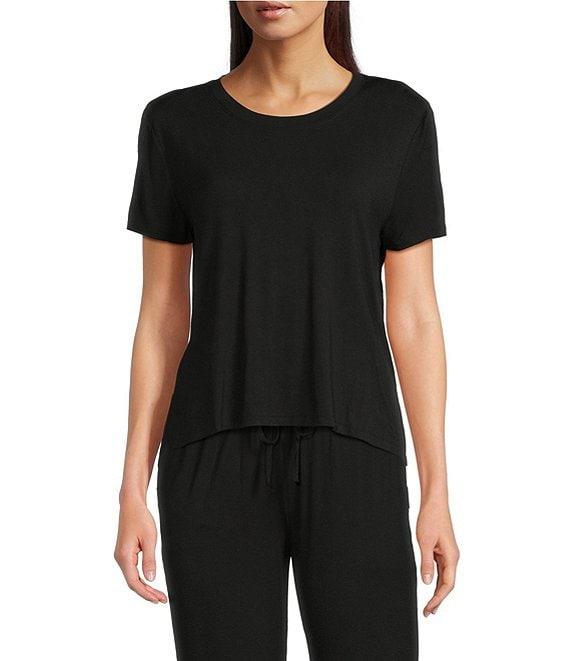 Half Moon by Modern Movement Jersey Knit Short Sleeve Round Neck Coordinating High-Low Hem Lounge Top Product Image