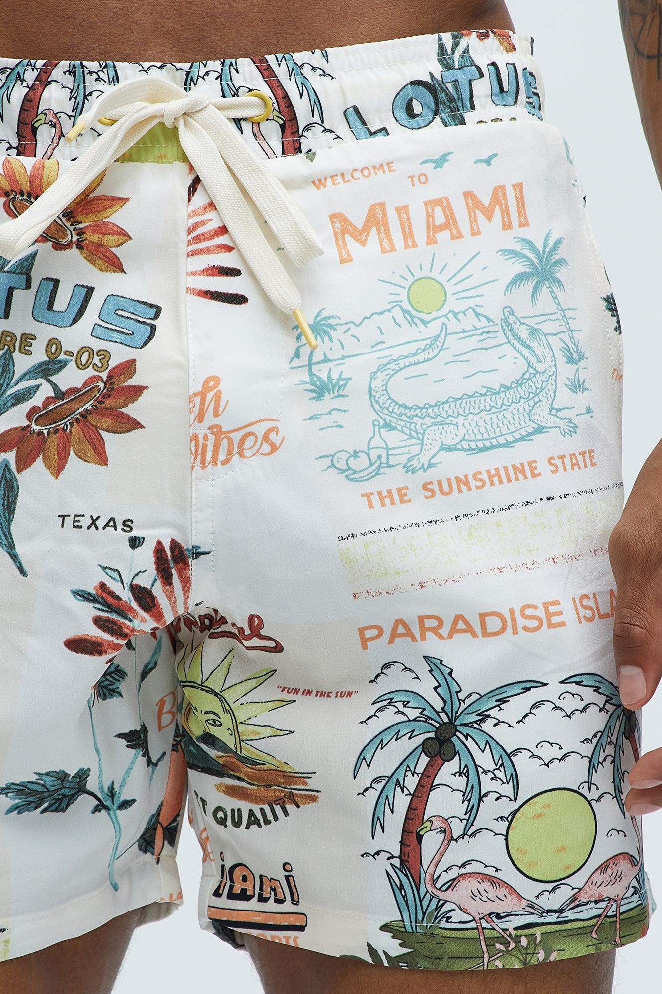 Island Paradise Swim Mid Trunk - Tan/Multi Product Image