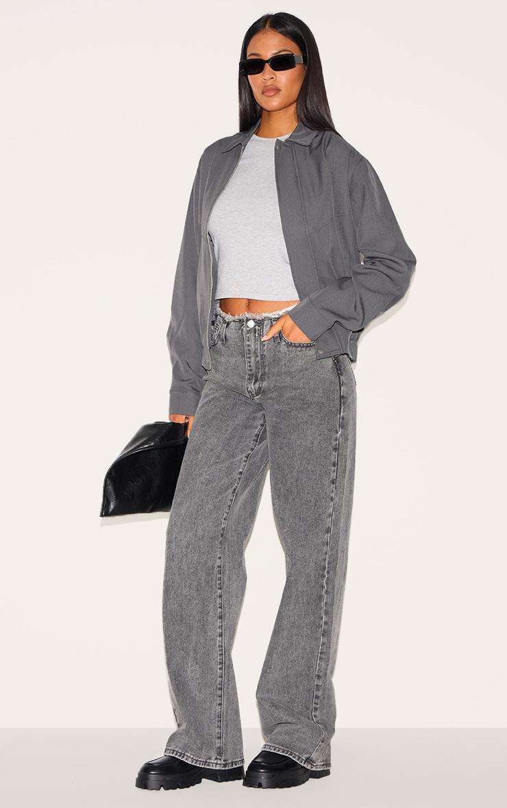 Tall Grey Oversized Utility Bomber Jacket Product Image