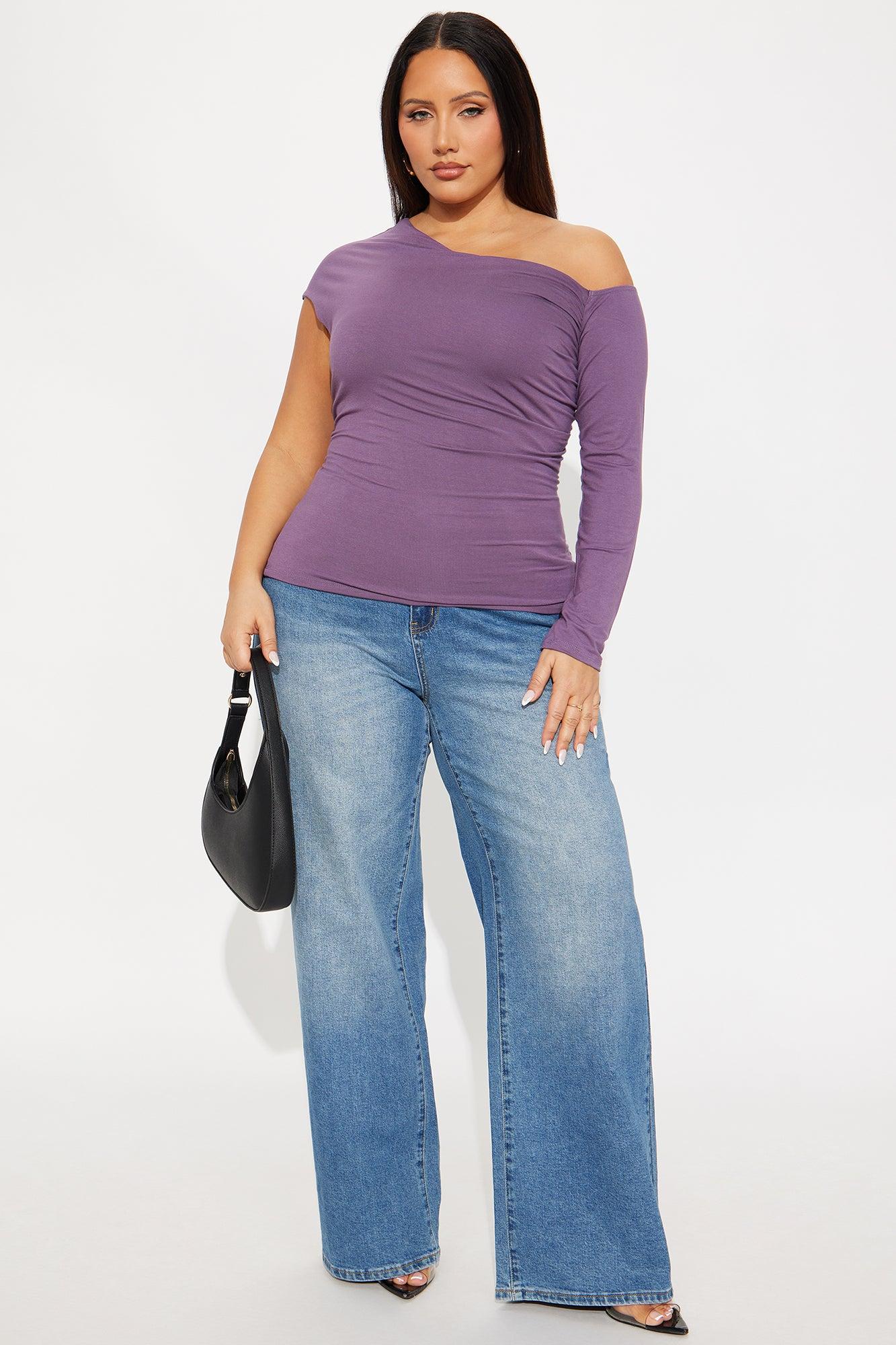Ashling Ruched Off Shoulder Top - Purple Female Product Image