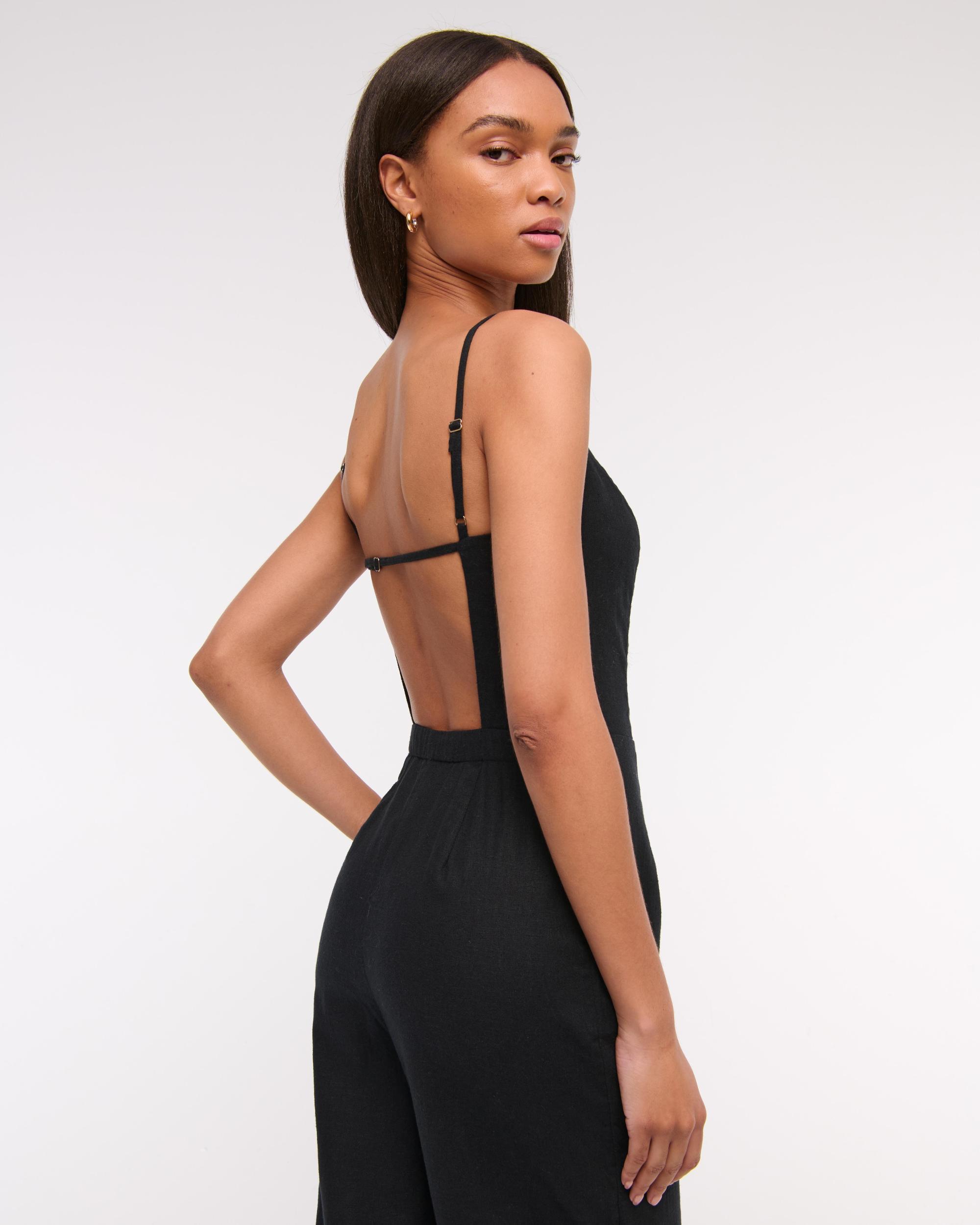 Linen-Blend Apron Jumpsuit Product Image