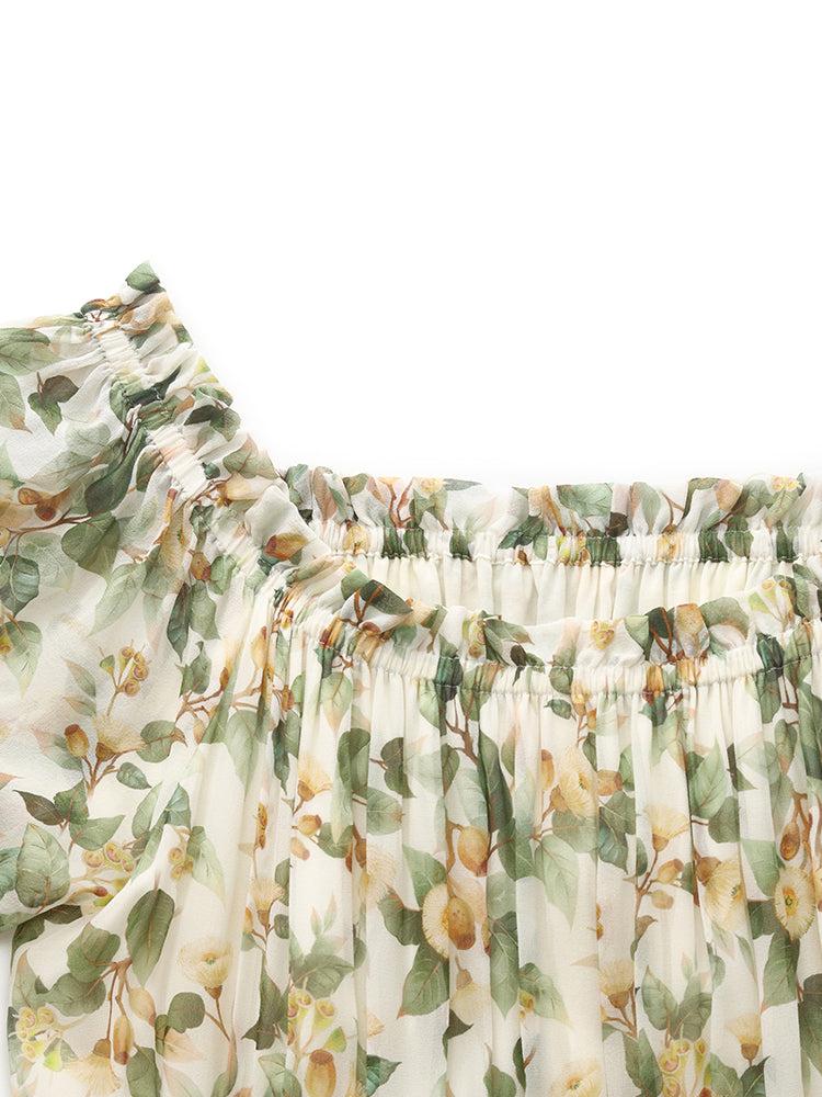 Silk Floral Print Maxi Dress Product Image