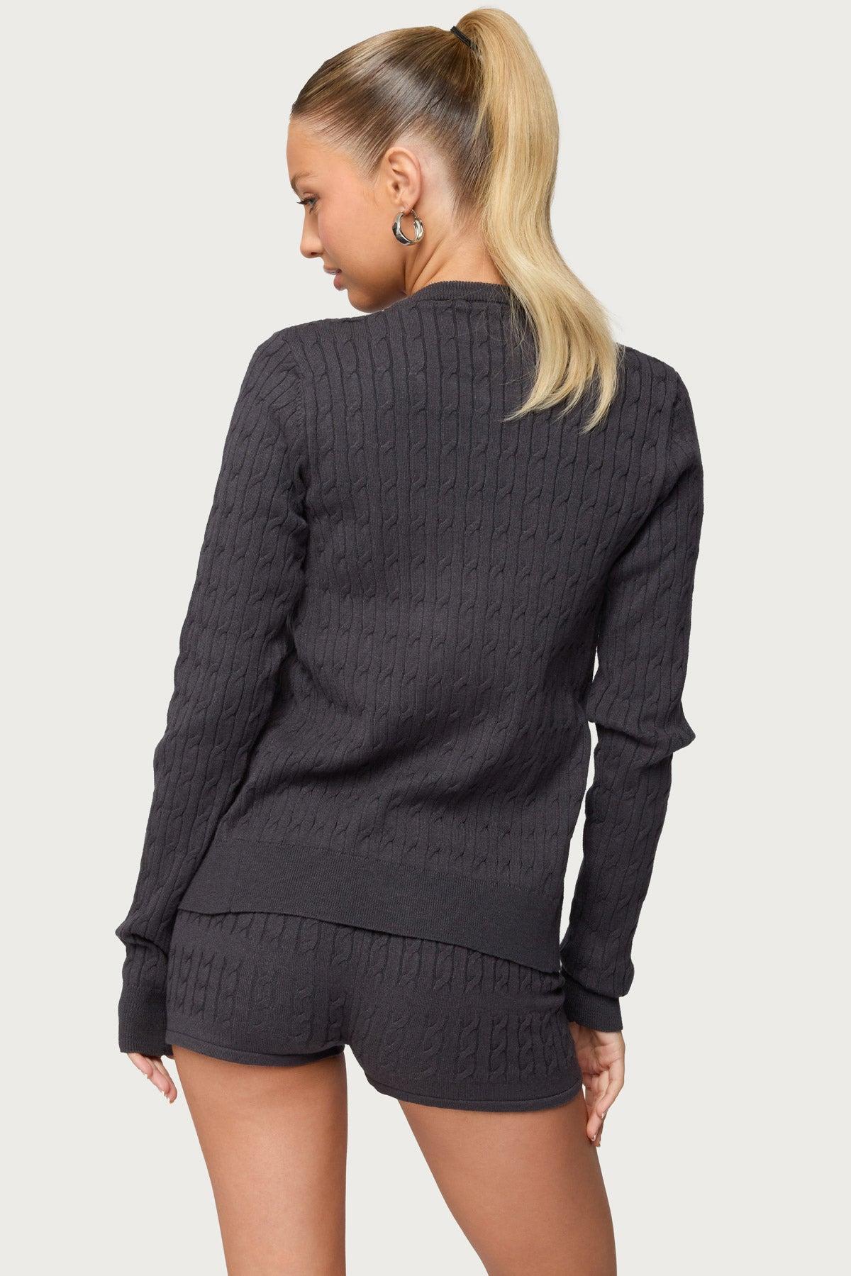 Nella Cable Knit Button Up Cardigan Product Image