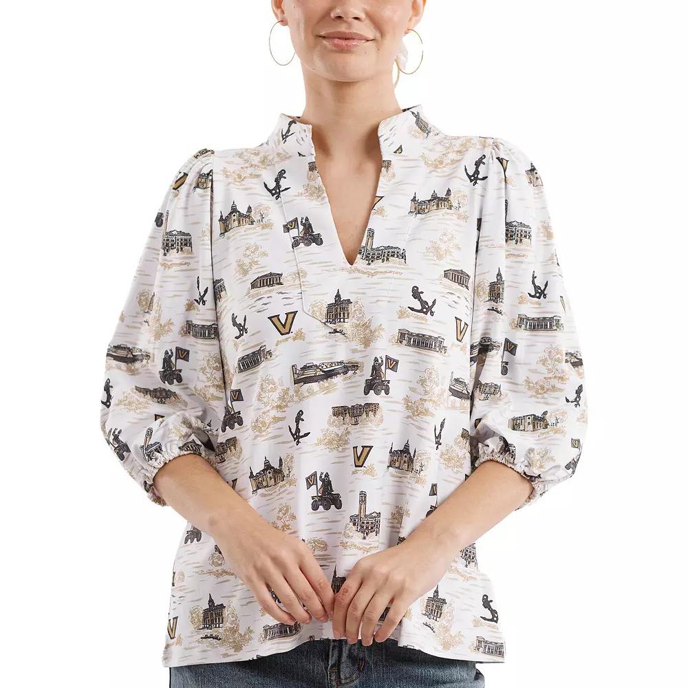 Women's Smith & Quinn Gold/White Vanderbilt Commodores Tailgate Collection Eliza Top, Size: Large Product Image