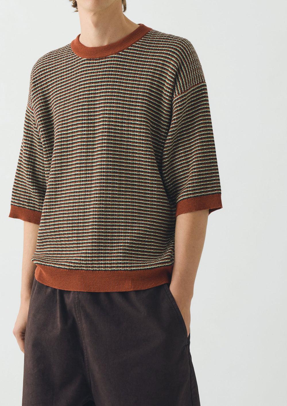 Knitted Cotton Tee | Green Multi Product Image