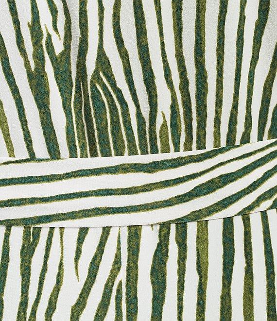 Preston & York Sydney Zebra Print V-Neck Short Sleeve Tie Waist Midi Dress Product Image