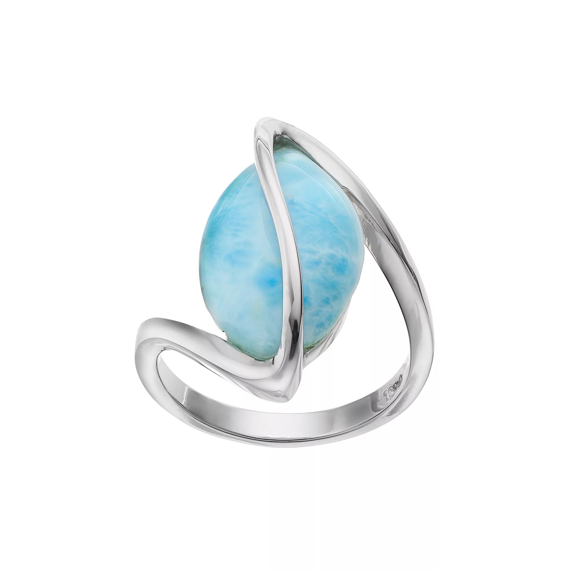 Sterling Silver Larimar Marquise Twist Ring, Women's, Size: 6, Blue Product Image