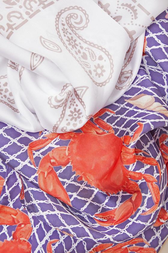 Roselle Blue and White Multi Print Satin Scarf Set Product Image