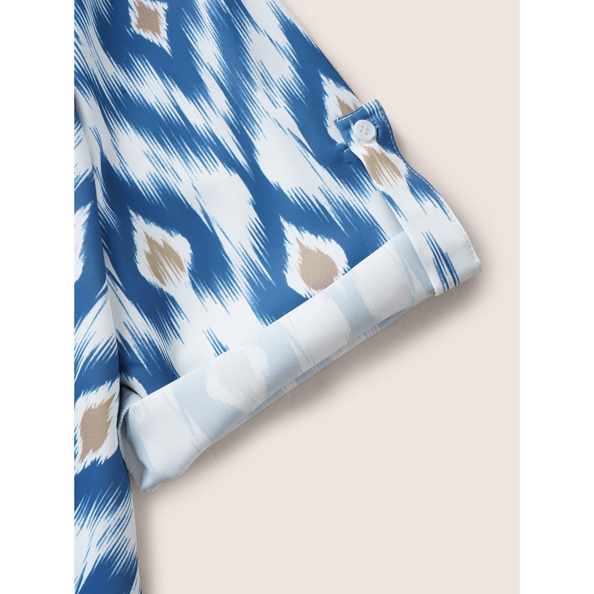 Plus Size Stone Geometric Surplice Neck Tab Sleeve Blouse Women Resort Elbow-length sleeve Overlap Collar Vacation Blouses BloomChic 22-24/3X Product Image