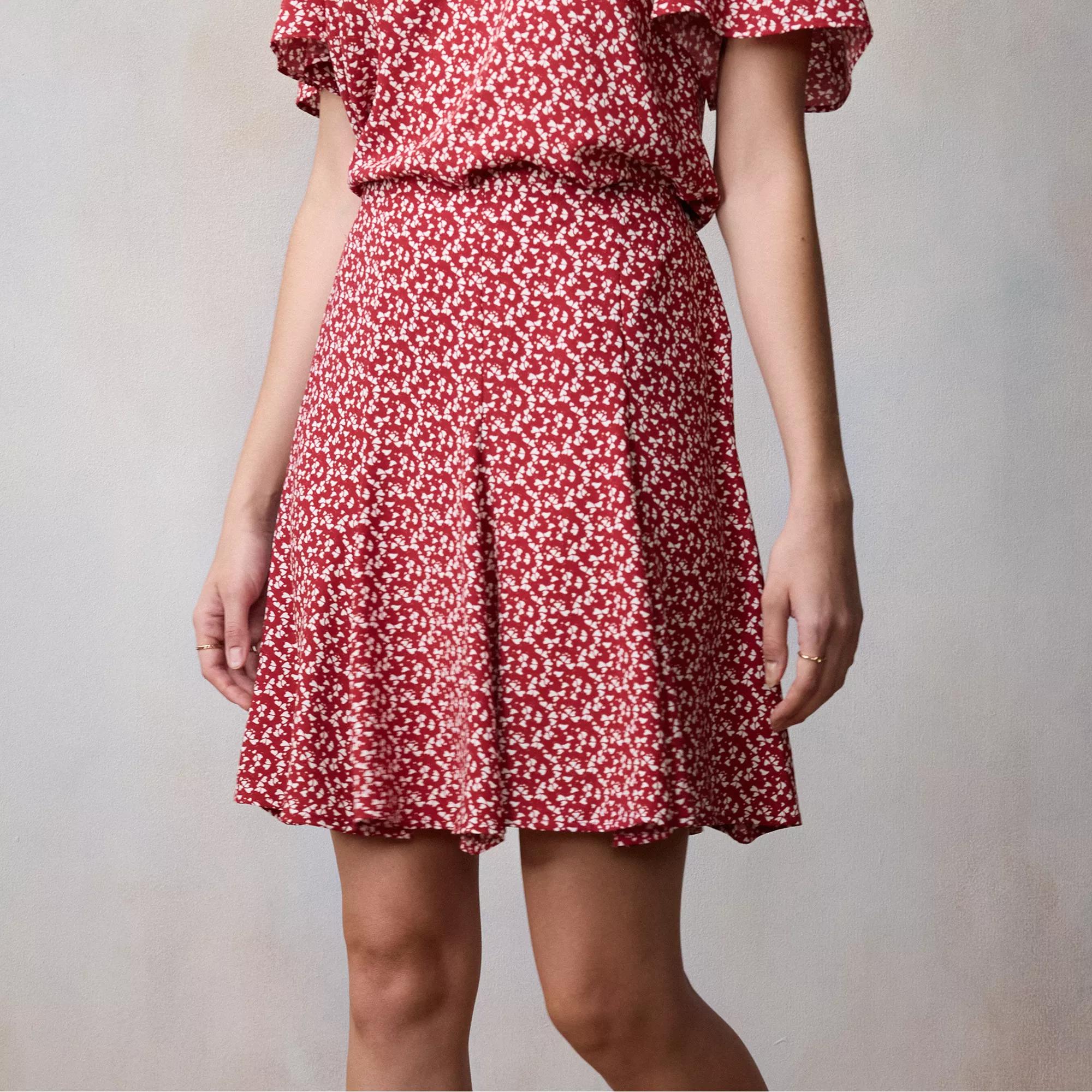 Petite LC Lauren Conrad Godet Mini Skirt, Women's, Size: XXL Petite, Red Heart Swirl Product Image