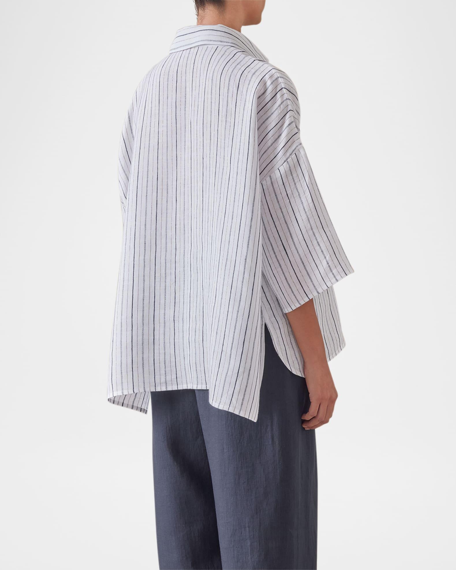 Sloped Shoulder Wide A-Line Short-Sleeve Shirt With Collar (Mid Length) Product Image