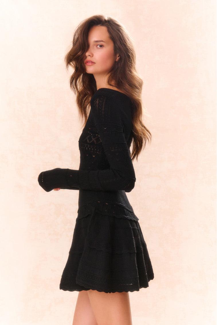 Lavender Pointelle Knit Mini Dress - ROSE CLAY Product Image