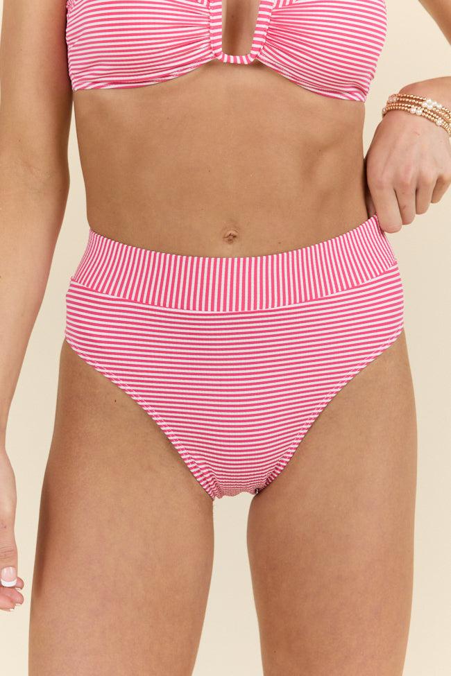 Tide and True Red High Waisted Striped Bikini Bottoms FINAL SALE Product Image