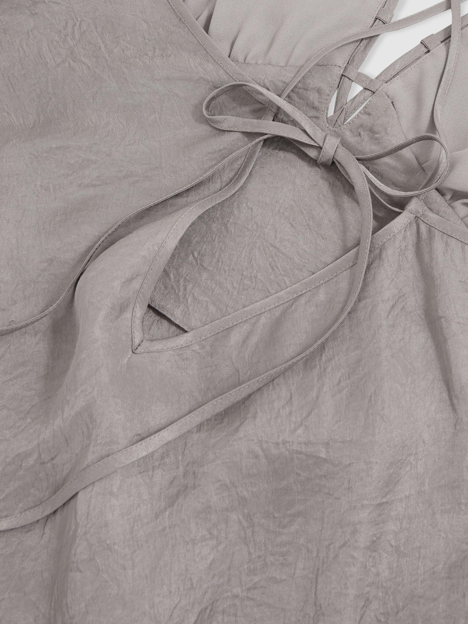 Crushed Satin Tie Back Slip Dress in Grey Product Image
