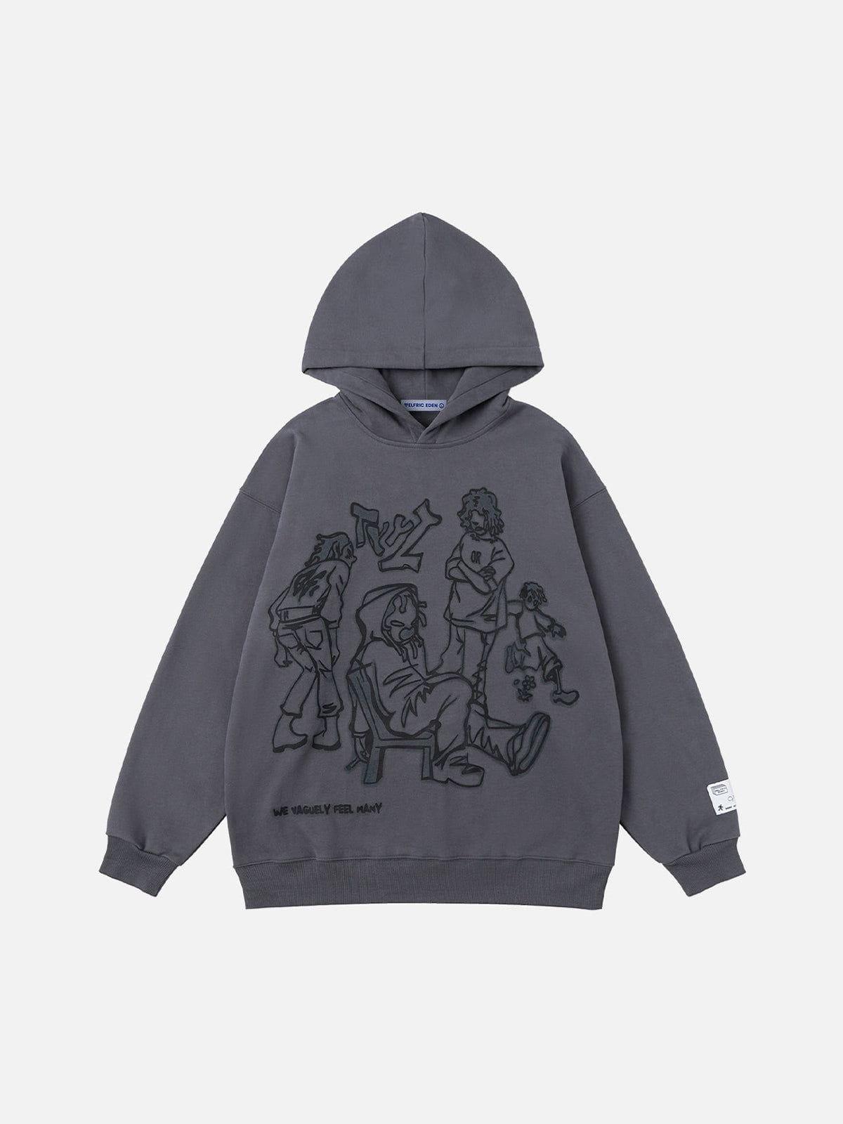 Aelfric Eden Cartoon Line Character Graphic Hoodie Product Image