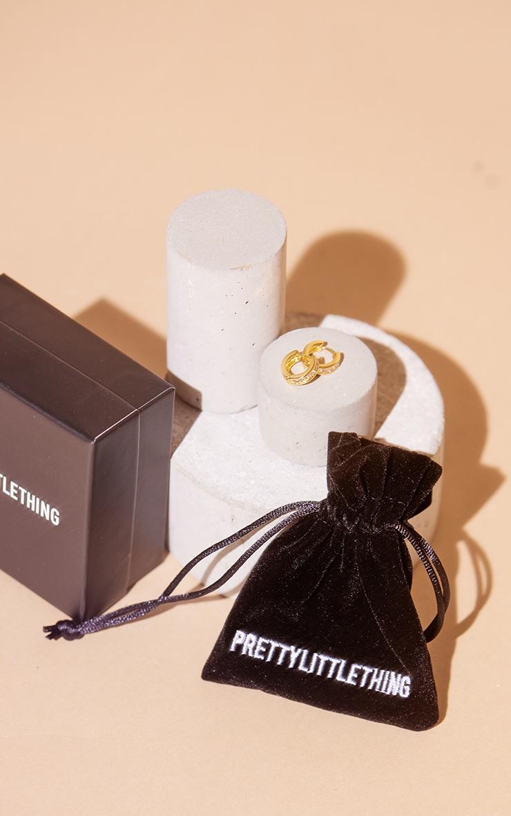 Real Gold Plated Diamante Row Huggie Earrings Product Image