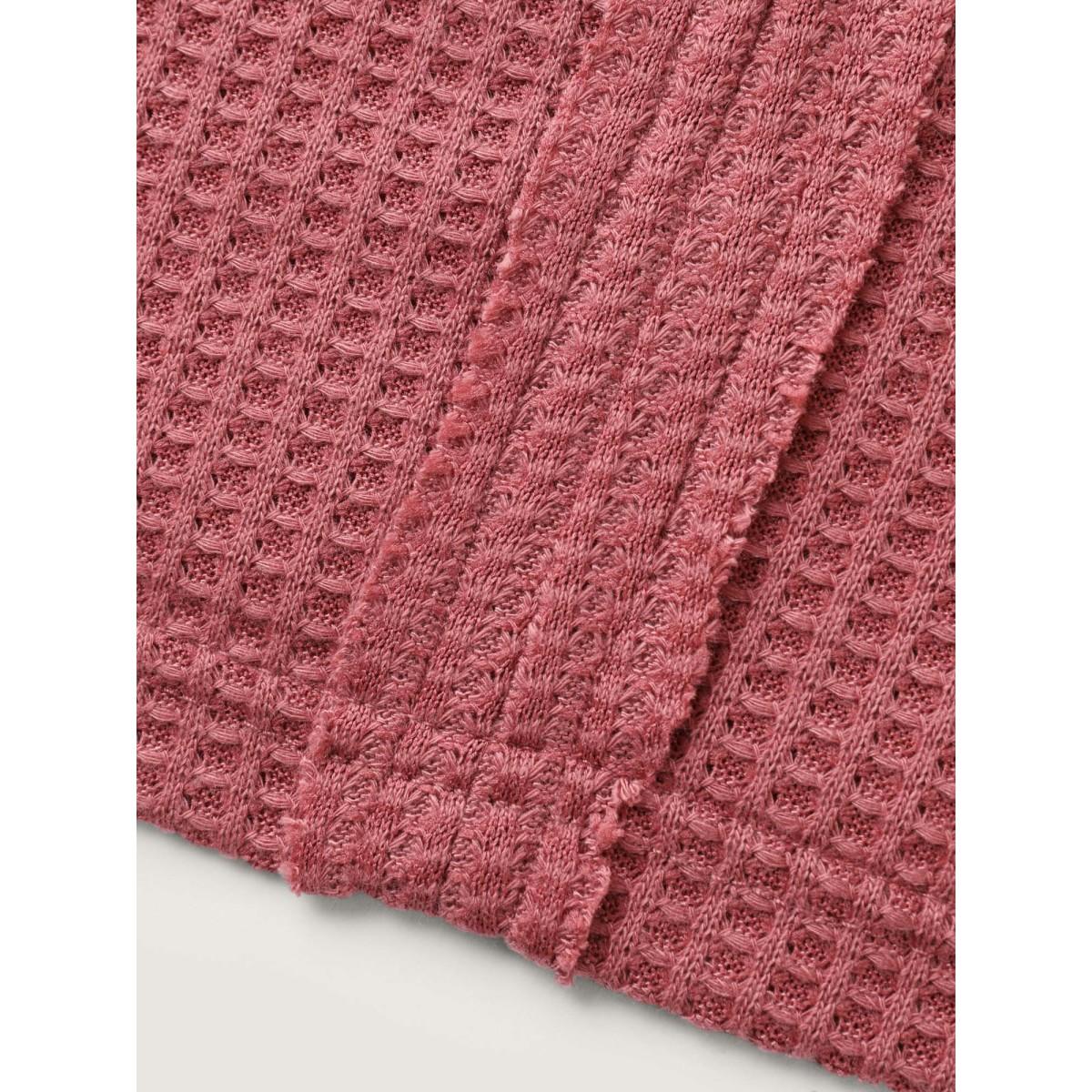 Plus Size Waffle Seamed Front Solid T-Shirt Rust Women Leisure Round Neck Casual T-shirts BloomChic 22-24/3X Product Image