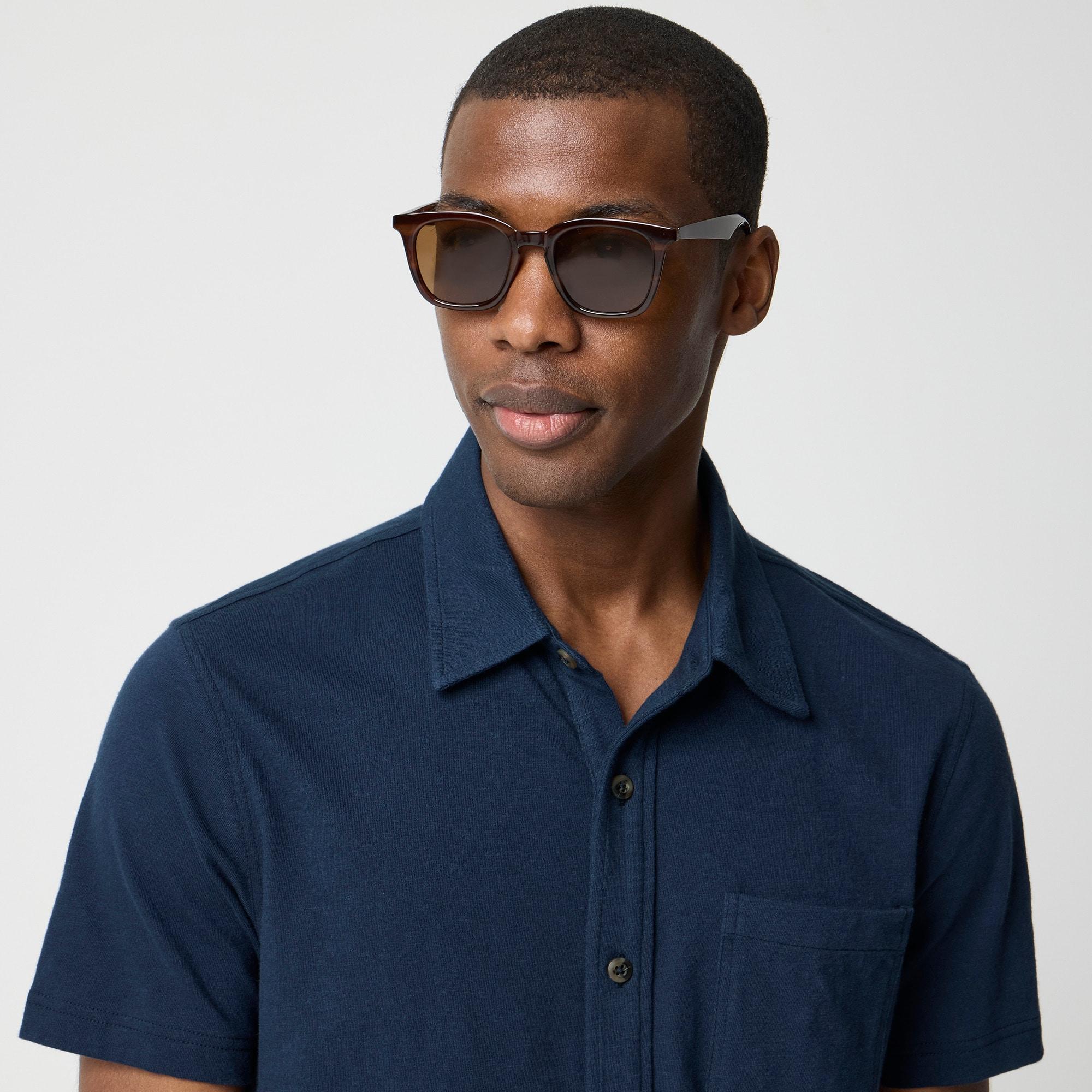 Short-sleeve knit button-down shirt Product Image