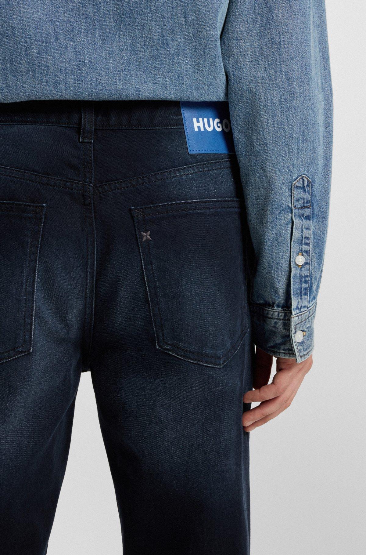 Blue-black tapered-fit jeans in stretch denim Product Image