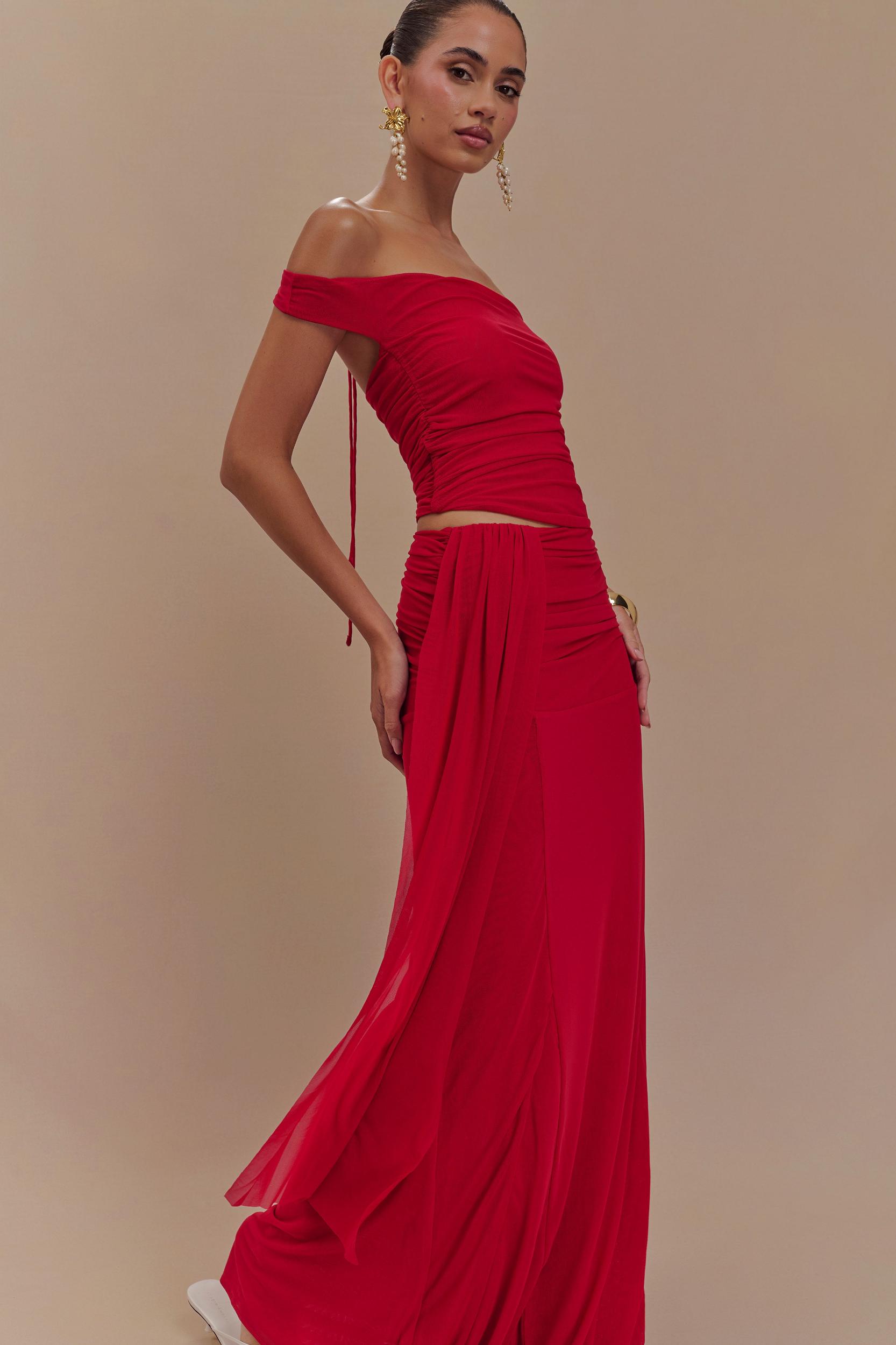 Arna Mesh Maxi Skirt - Ruby Product Image