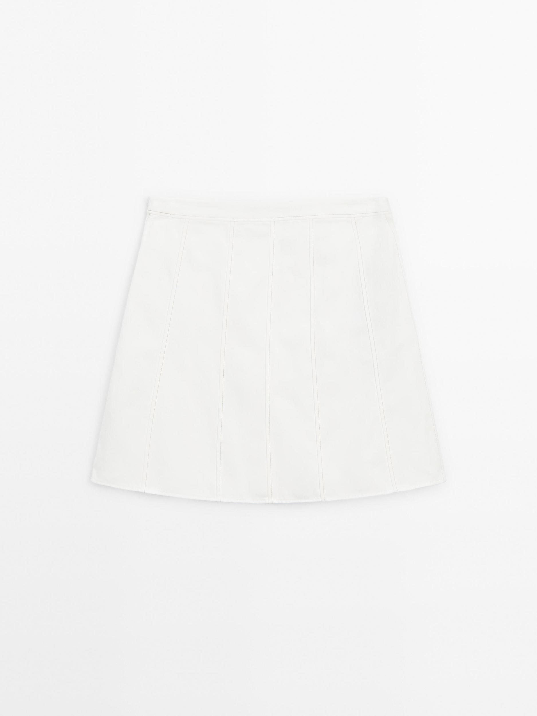 Short denim skirt with seam details Product Image