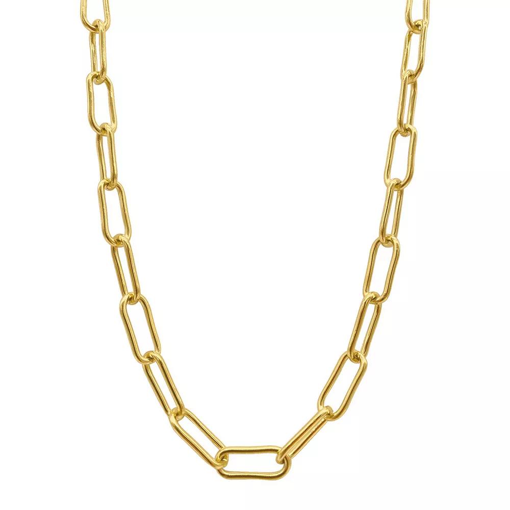 Adornia 14k Gold Plated Chunky Paper Clip Chain Necklace, Womens Yellow Gold Tone Product Image