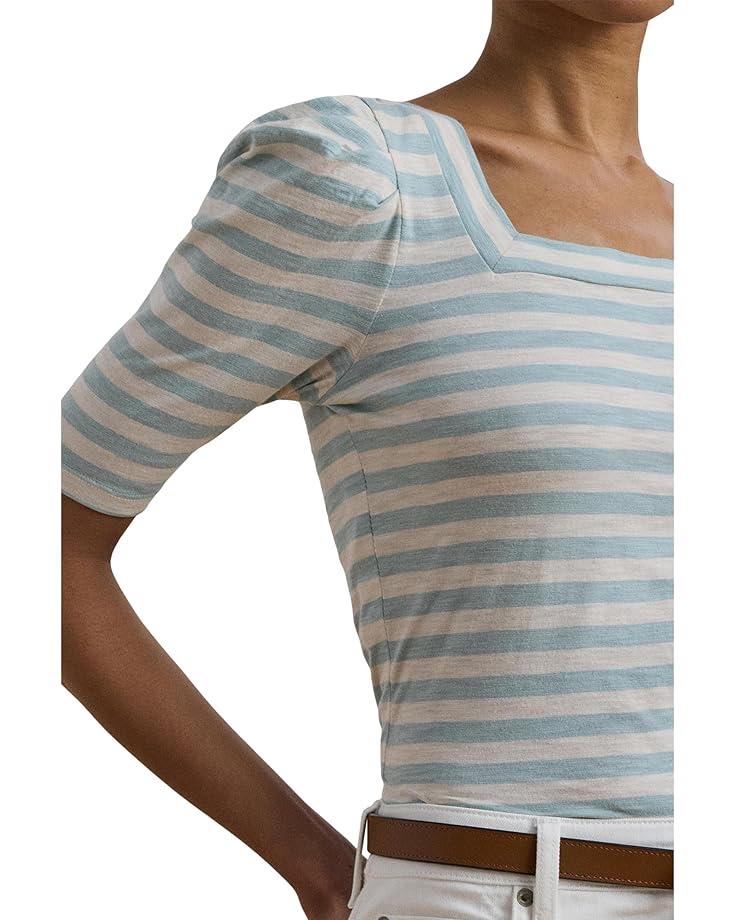 Women's Lauren Ralph Lauren Petite Striped Cotton Jersey Puff-sleeve Tee Product Image