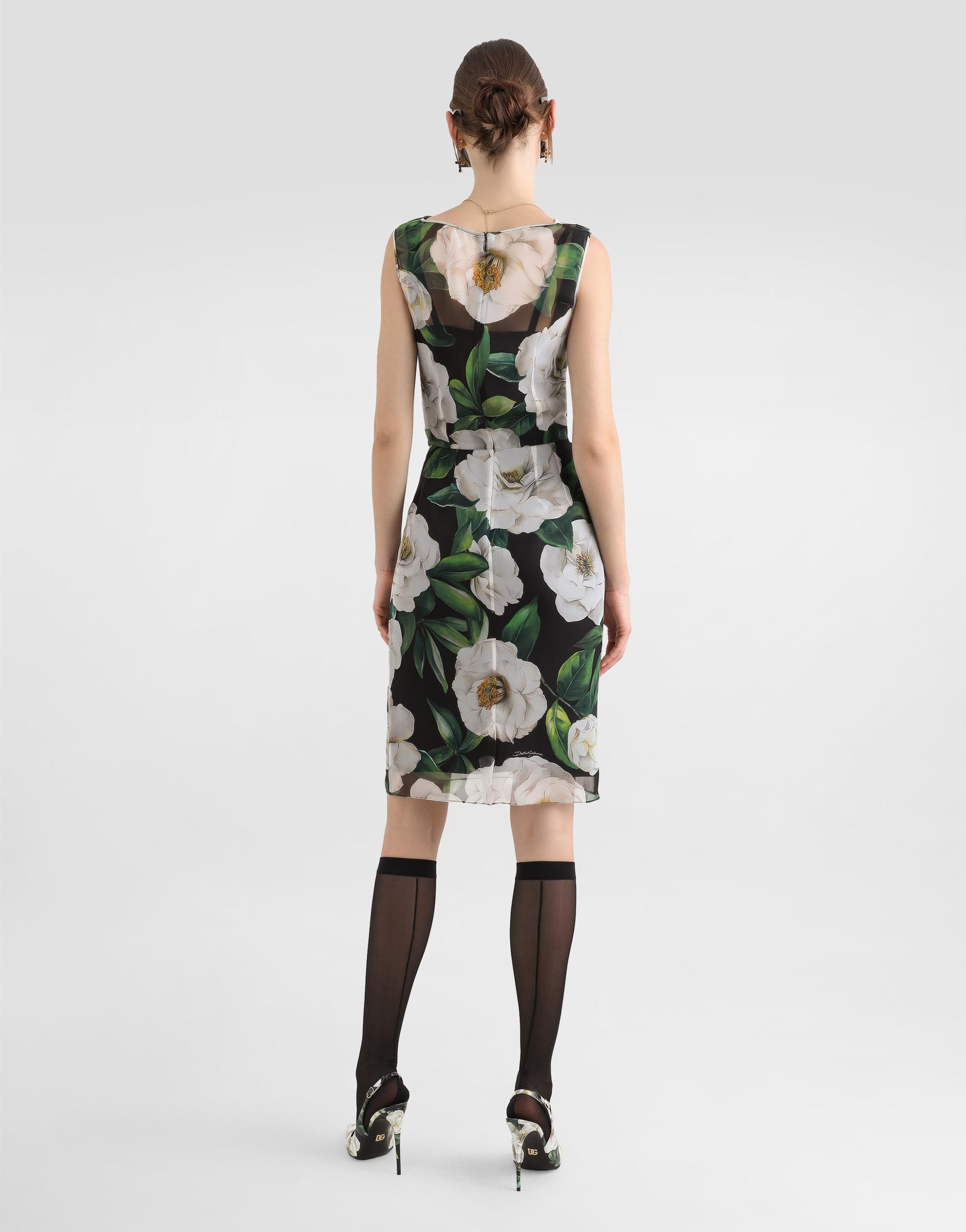 DOLCE & GABBANA Silk Dress With Floral Print Dresses Multicolor In Gardeniafnero Product Image