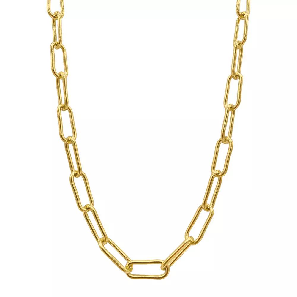 Adornia 14k Gold Plated Chunky Paper Clip Chain Necklace, Womens Yellow Gold Tone Product Image