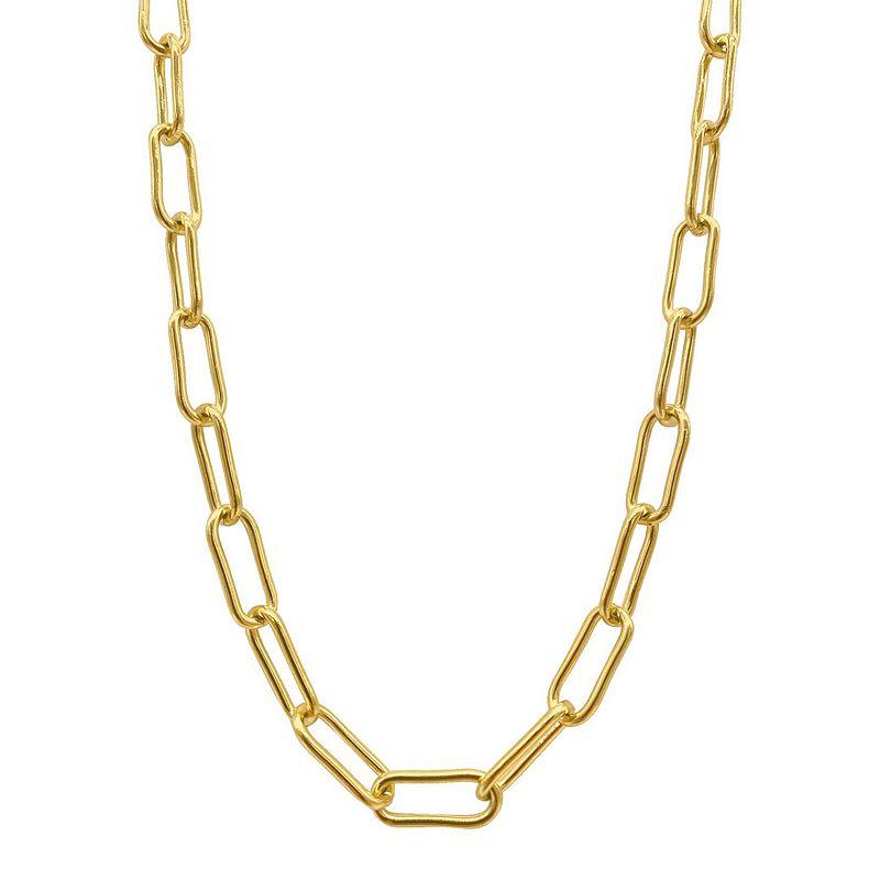 Adornia 14k Gold Plated Chunky Paper Clip Chain Necklace, Womens Yellow Gold Tone Product Image