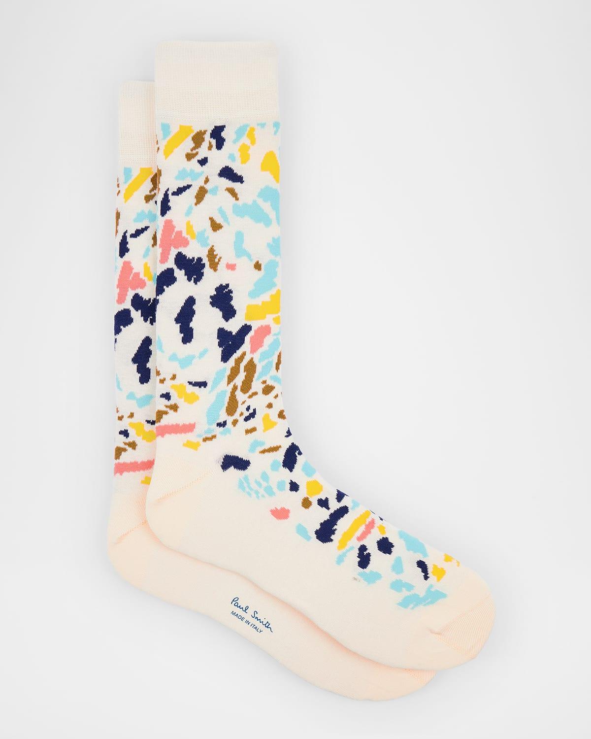 Mens Jacaranda Abstract Print Crew Socks Product Image