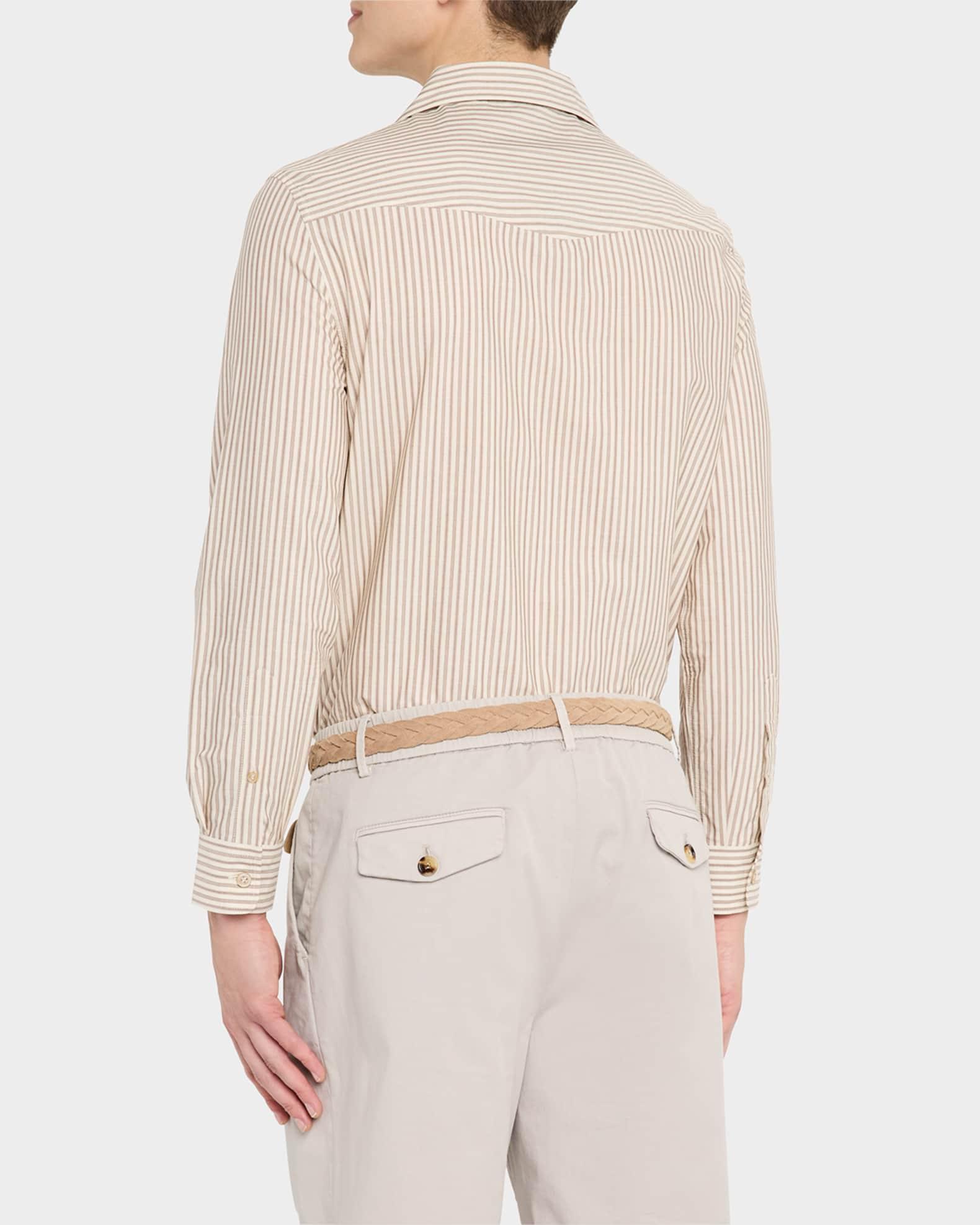 Men's Stripe Cabana-Collar Casual Button-Down Shirt Product Image