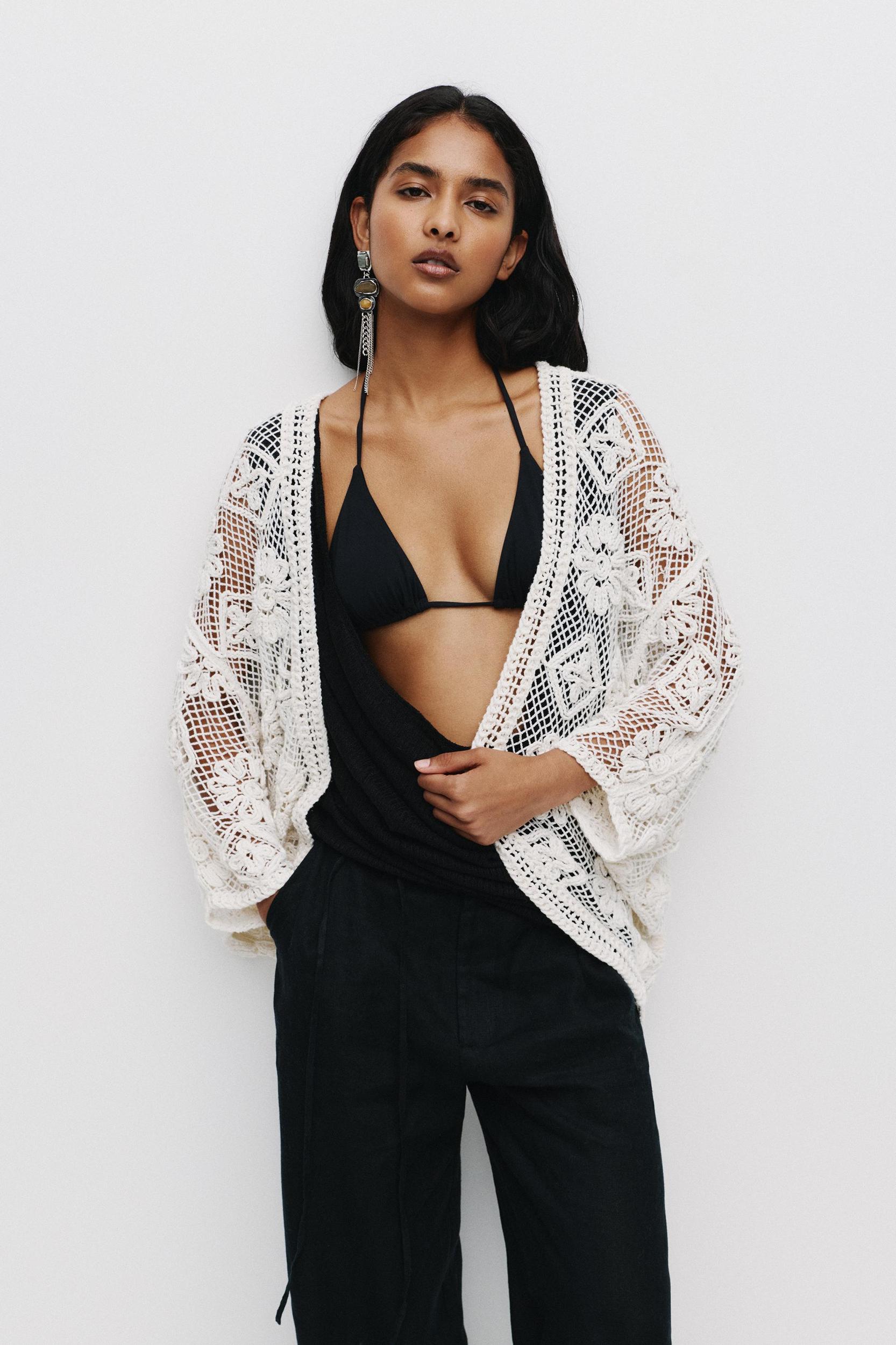 Floral crochet kimono Product Image