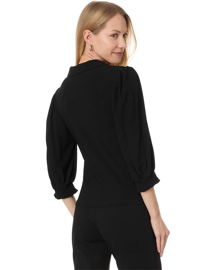 3/4 Sleeve Ruffled V-Neck Blouse Product Image