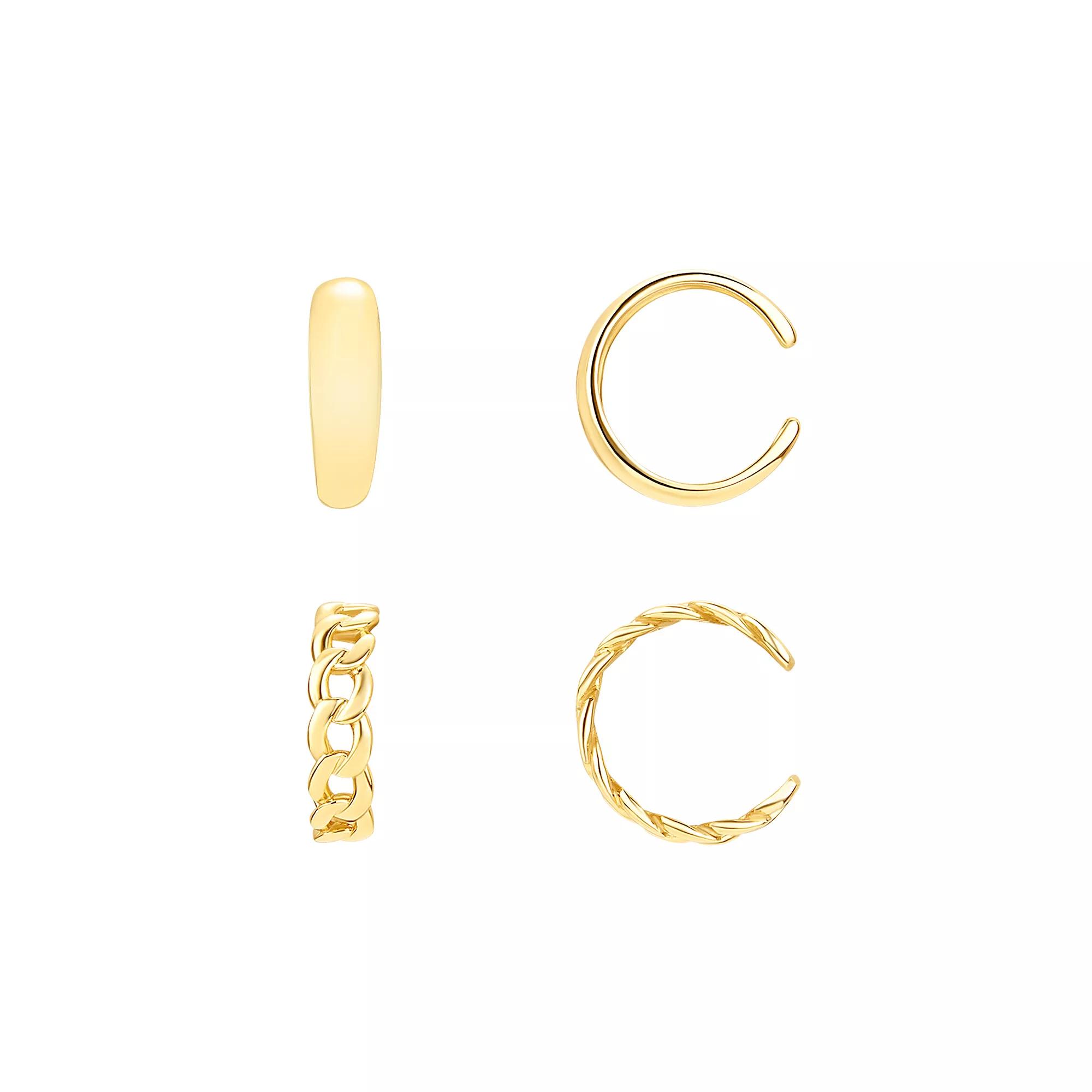 PRIMROSE Sterling Silver Ear Cuff Duo Set, Women's, Yellow Gold Tone Product Image