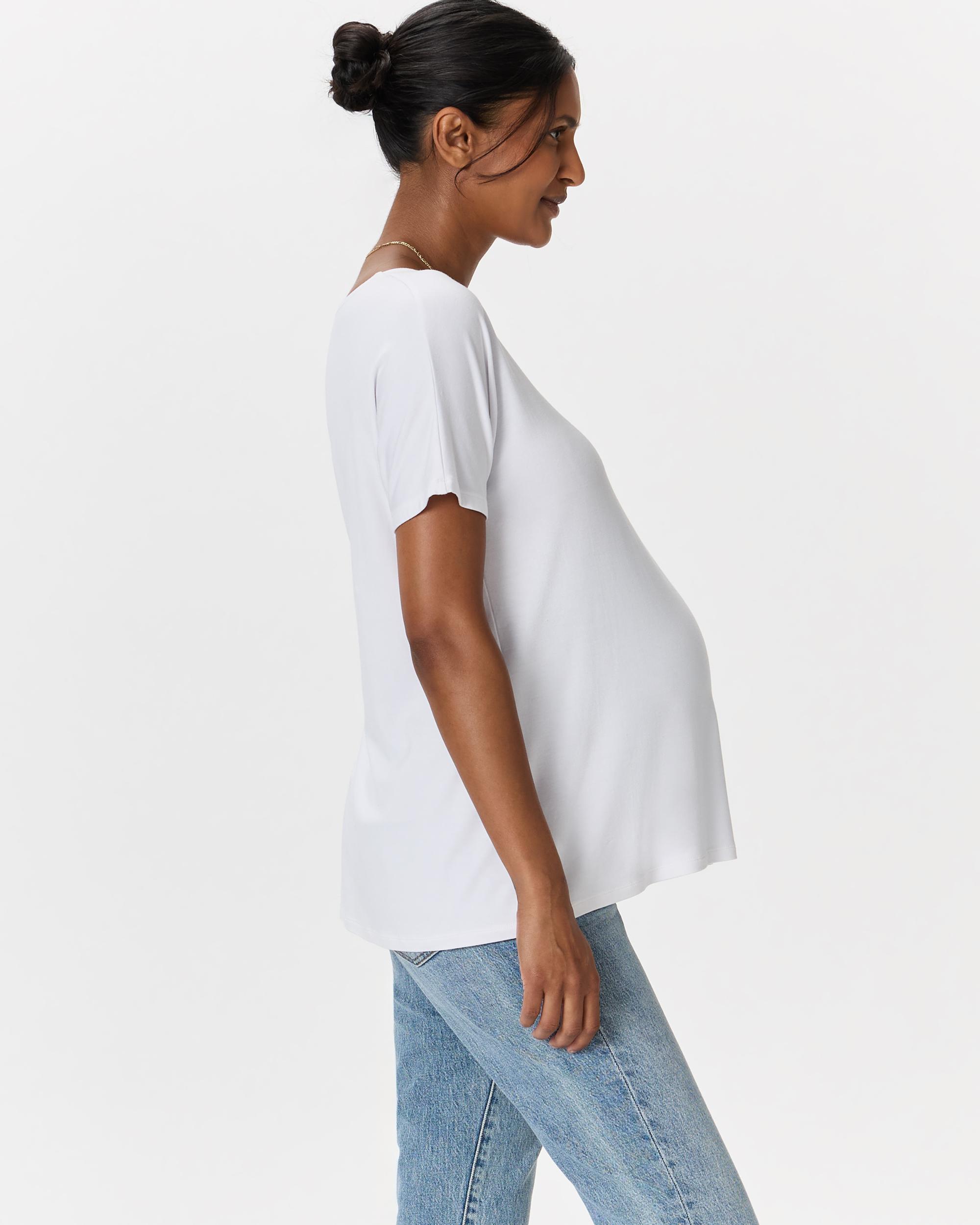 Quince | Women's Bamboo Jersey Maternity Soft V-Neck T-Shirt Product Image