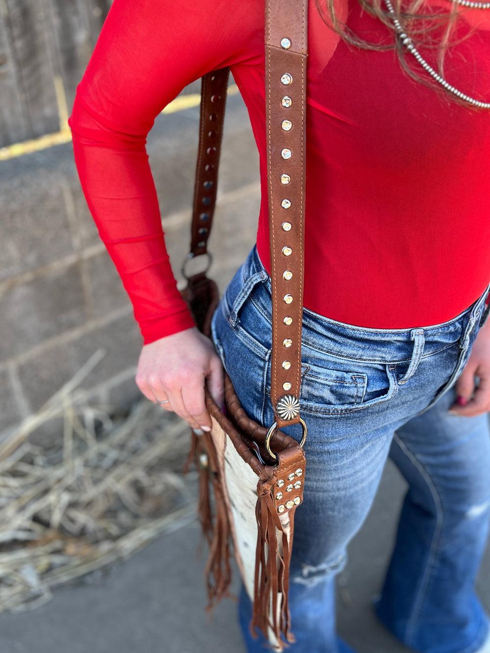 American Darling Raw Leather Hair On Hide Concho Bag Product Image