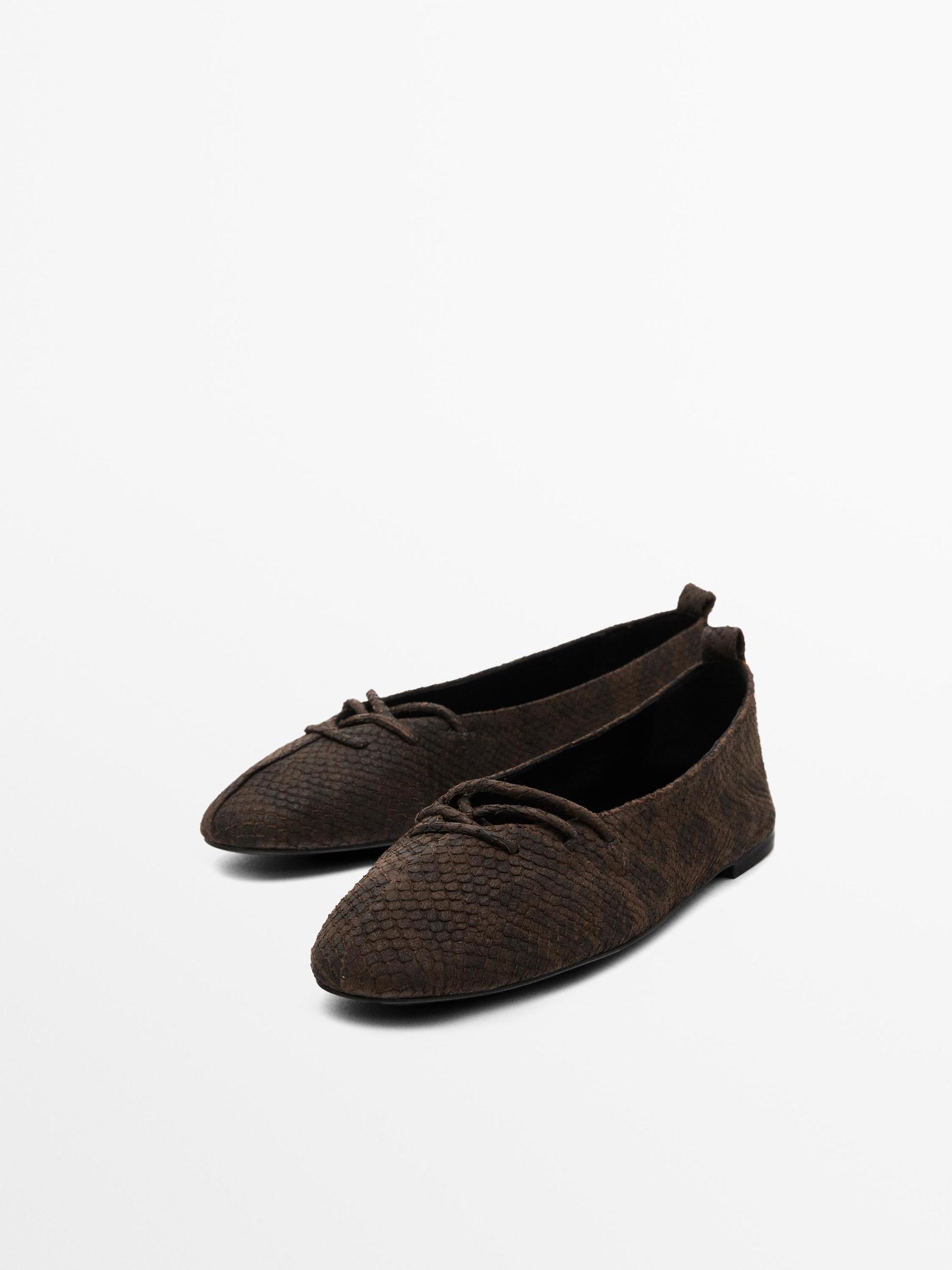 Lace-up printed ballet flats Product Image