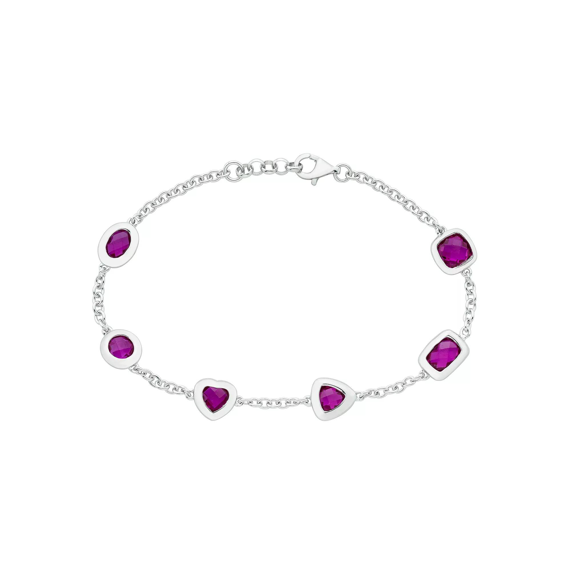 Sterling Silver & Amethyst Bracelet, Women's,  Product Image