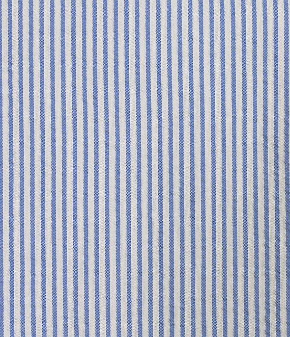 L.L.Bean Seersucker Anorak Mock Neck Half Zip Pullover Long Sleeve Jacket Product Image