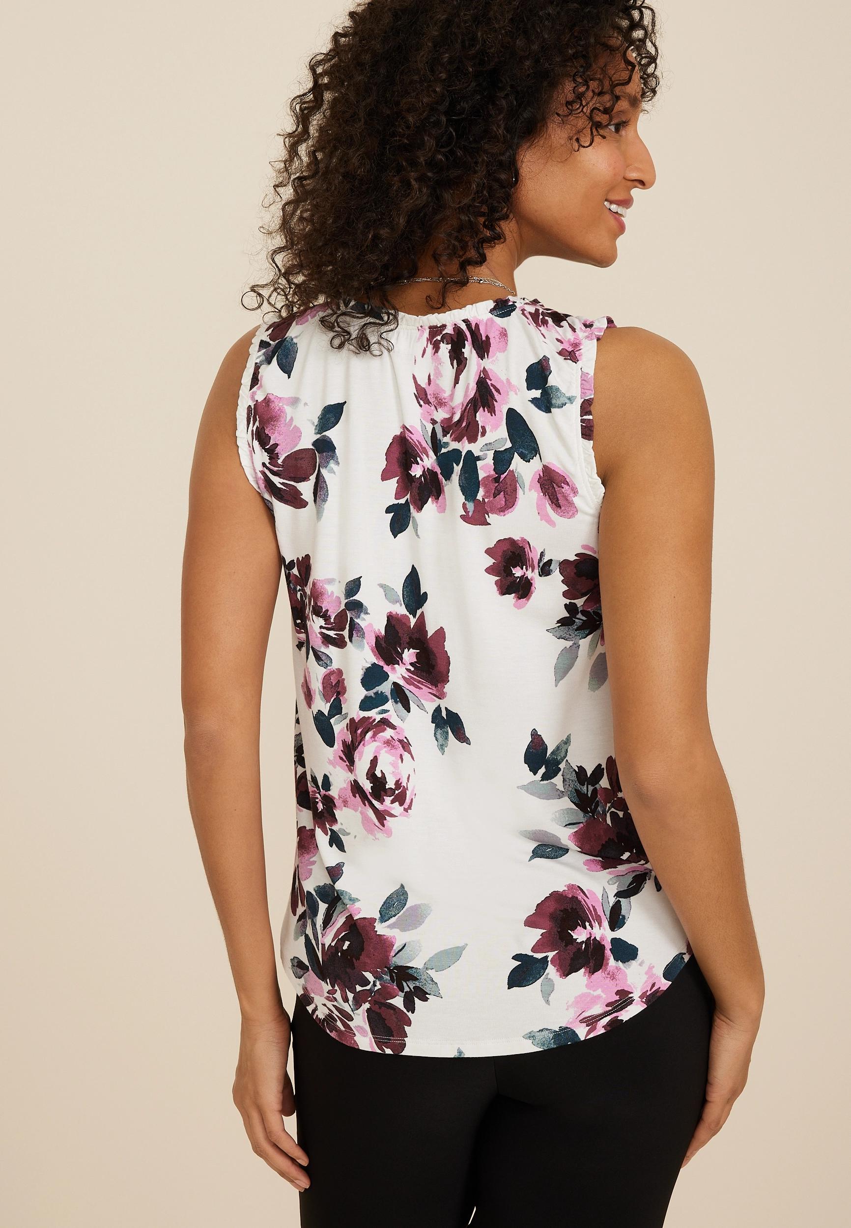 Effortless Ruched Floral Tank Top  Product Image
