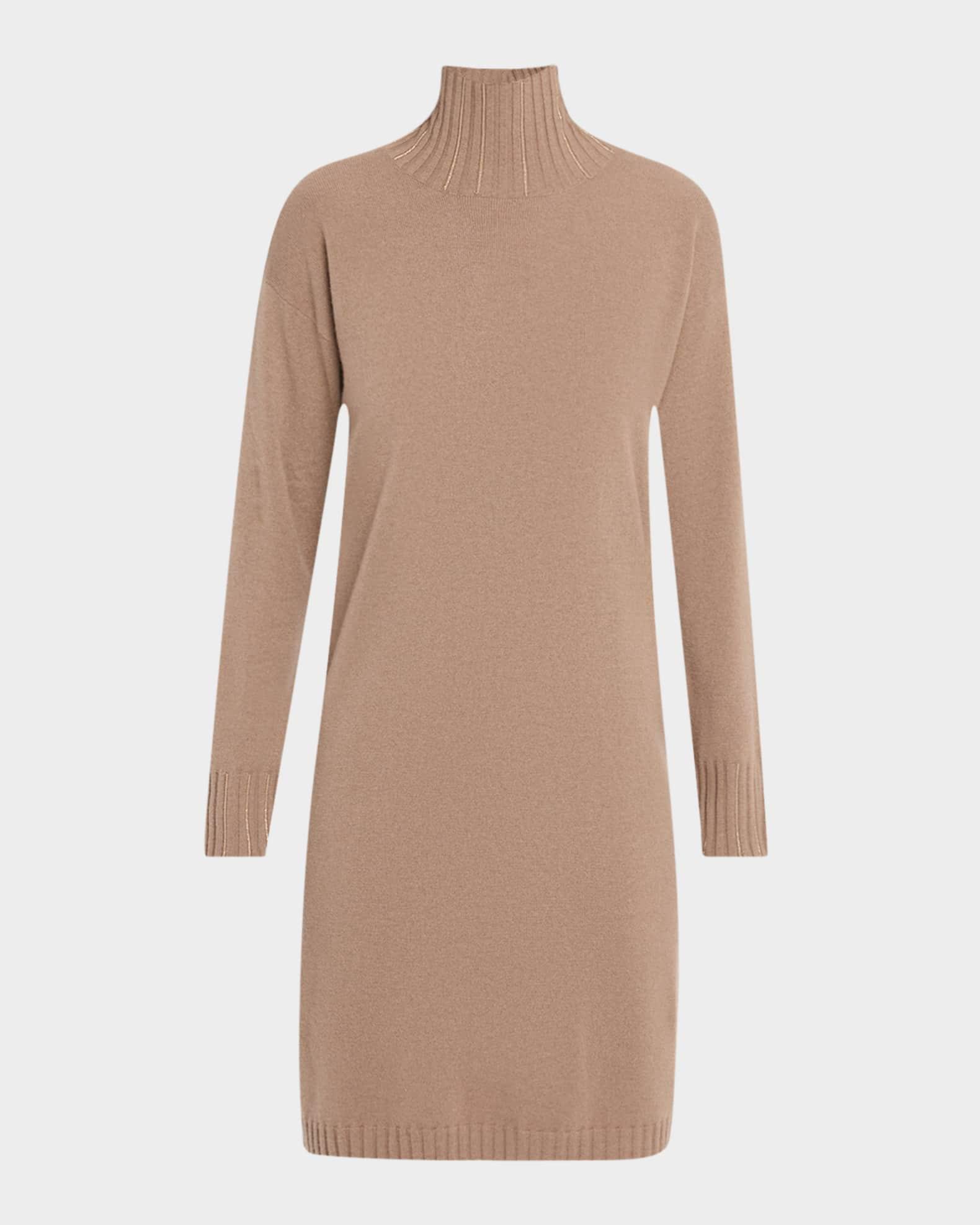 Beaded Turtleneck Mini Sweater Dress Product Image