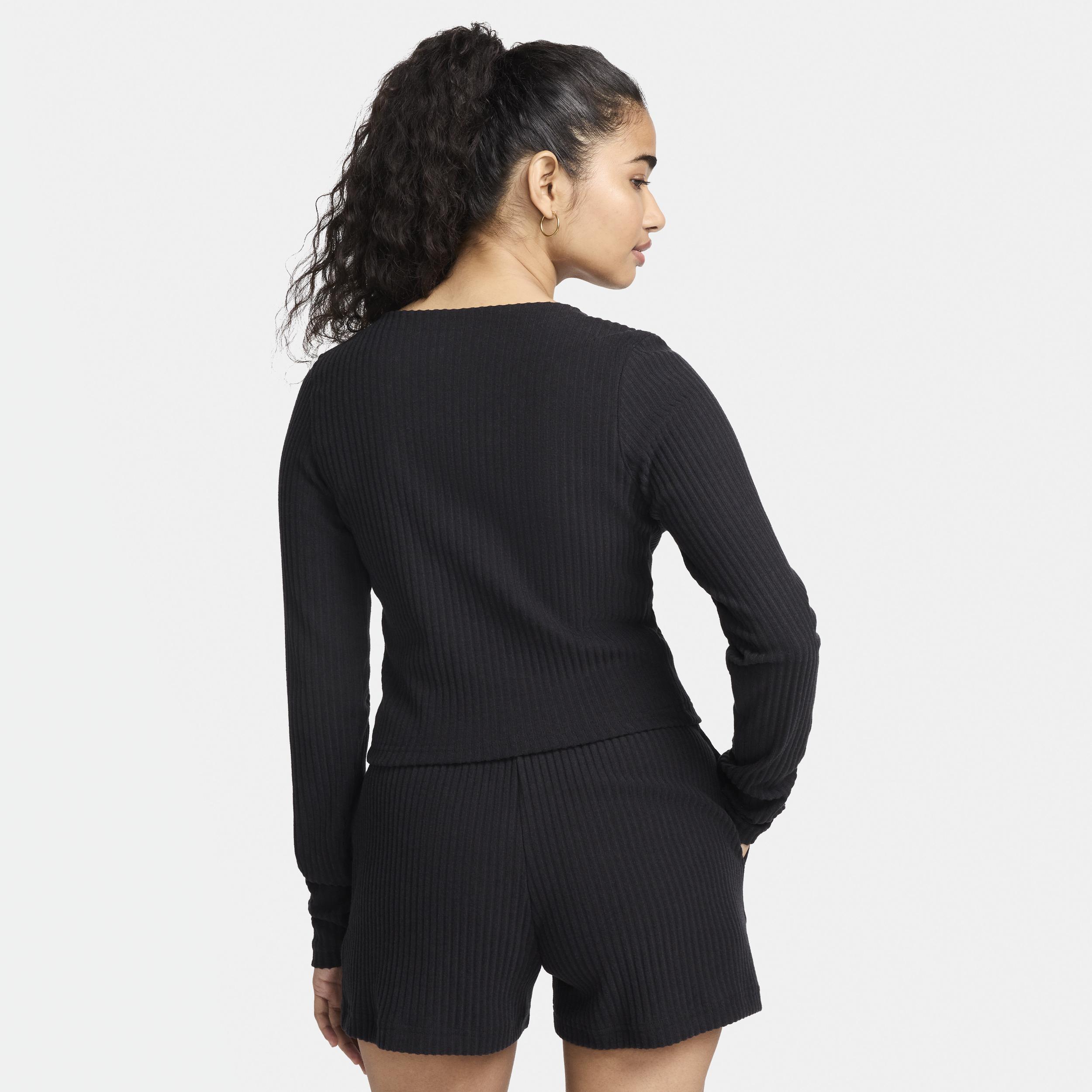 Nike Womens Nike Chill Knit Rib F/Z Cardigan - Womens Black/Black Product Image