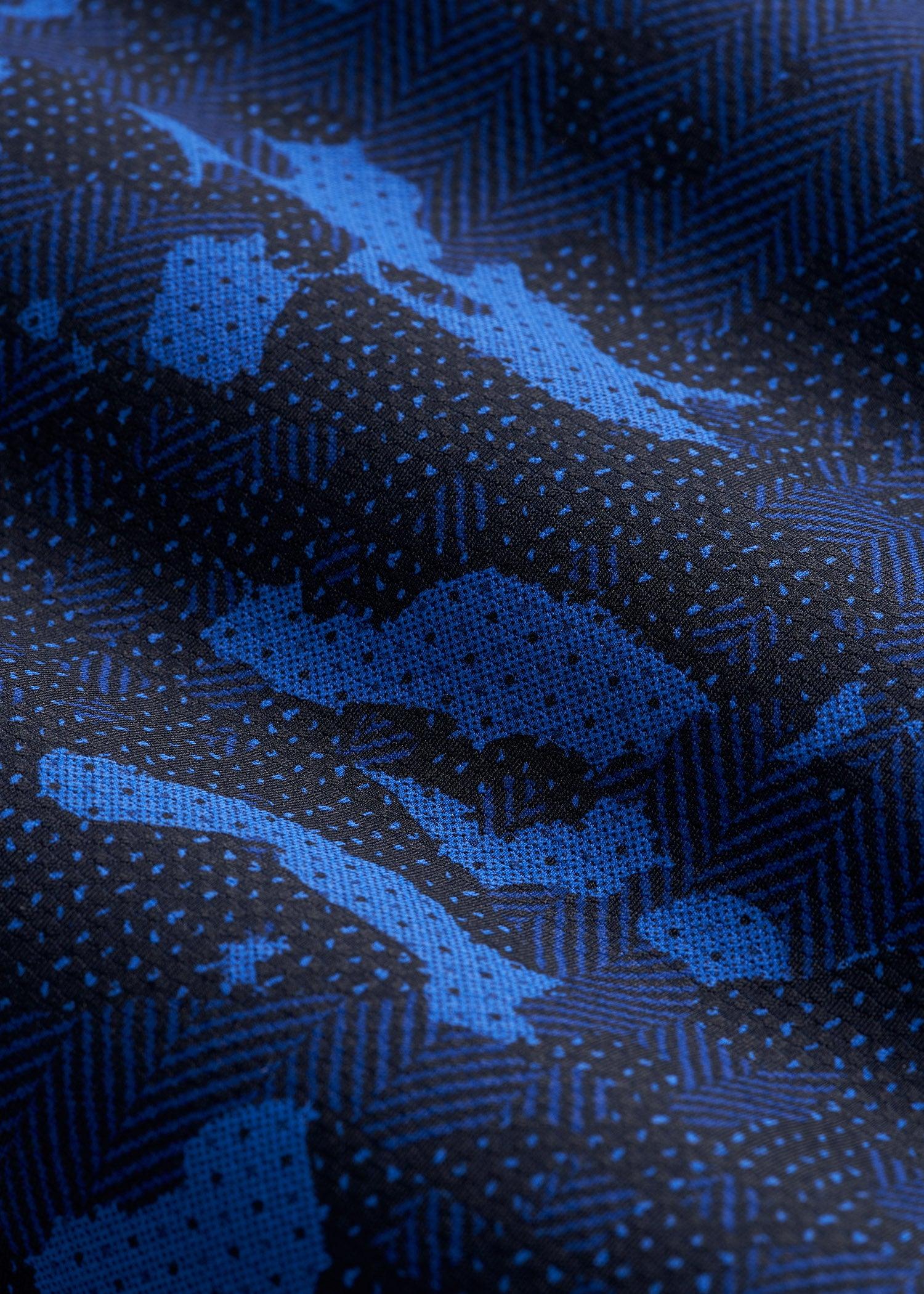 A.T. Performance Contrast Collar Golf Polo Shirt for Tall Men in Blue and Black Camo Male Product Image