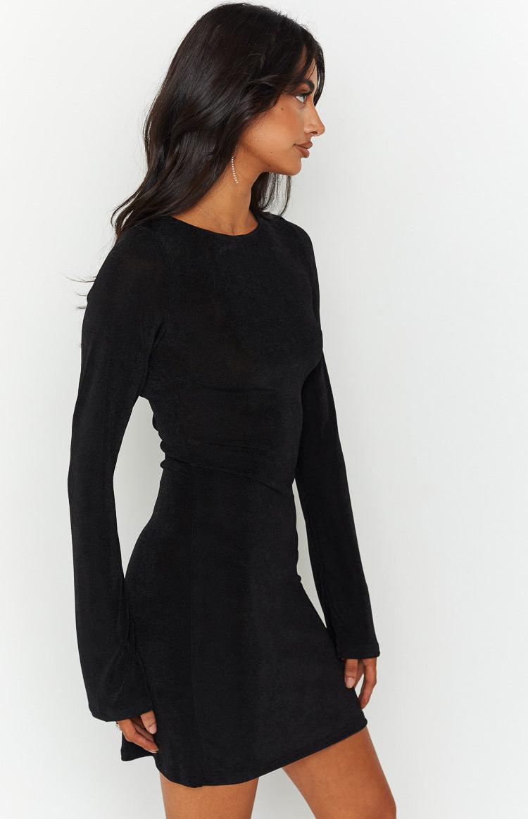 Florence Black Lace Up Mini Dress Product Image