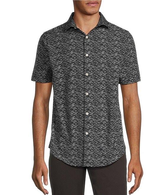 Murano Slim Fit Wave Pattern Performance Stretch Long Sleeve Woven Shirt Product Image