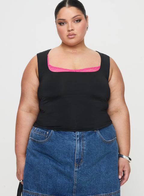 Back In Time Top Black / Pink Lace Curve Product Image