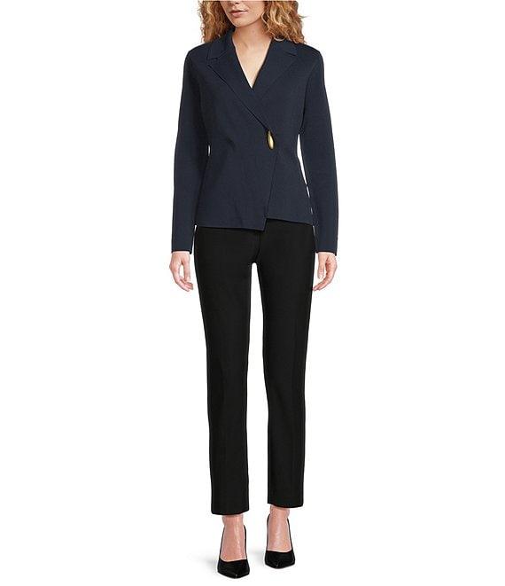 Donna Karan Crepe Yarn Notch Lapel Long Sleeve One-Button Jacket Product Image
